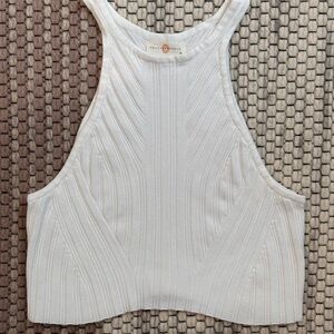 White Ribbed Women's Top